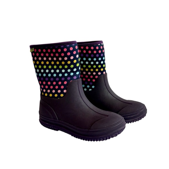 Western Chief Waterproof Rain Snow Boots Purple Rainbow Colorful Polka Dot Lined - Picture 1 of 11